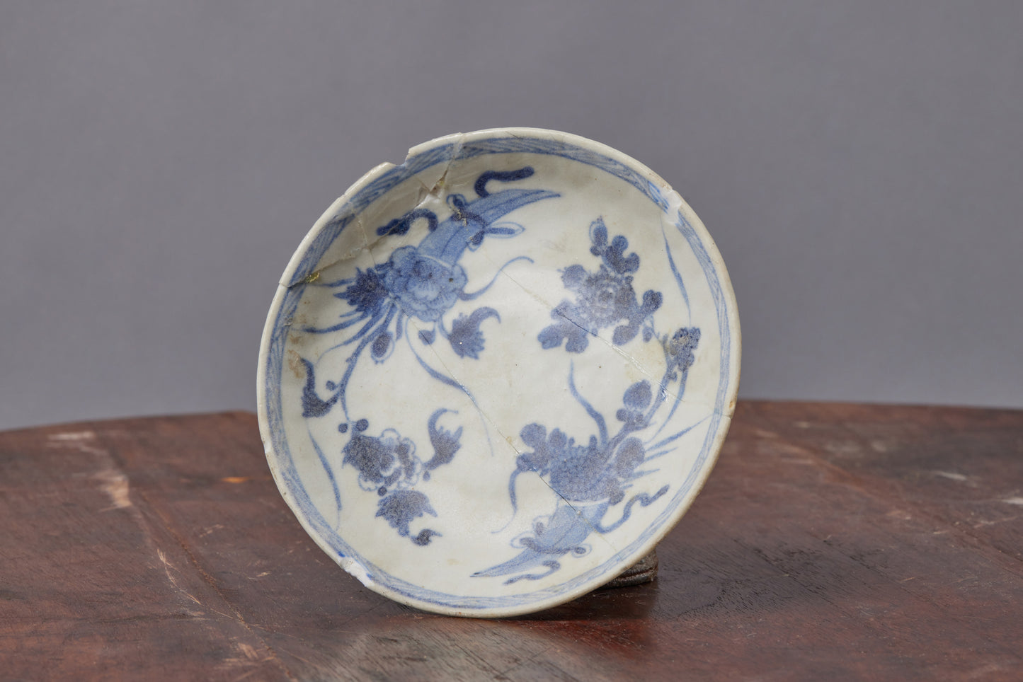 Repaired Blue & White Saucer