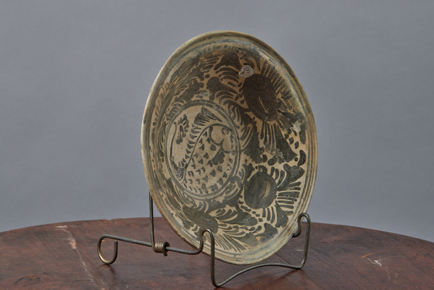 15th Century Sukhothai Fish Pattern Bowl with Floral Border