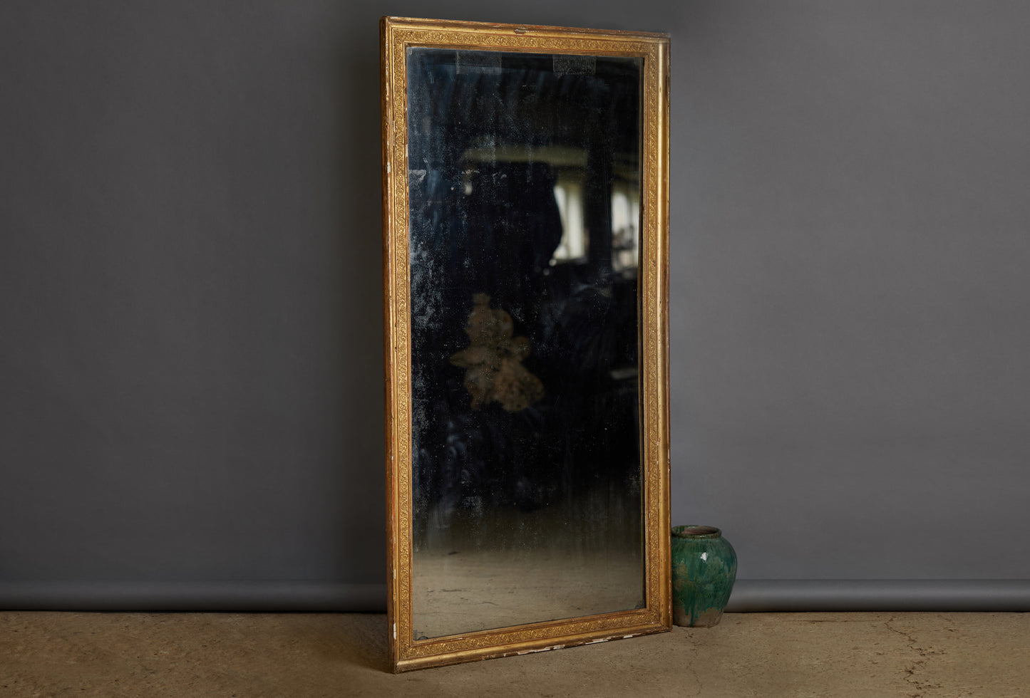 Large 19th Century French Gilt Mirror Original Glass