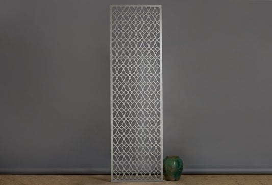 Pierce Worked Screen Carved from a Single Piece of Teak with a Silver Paint