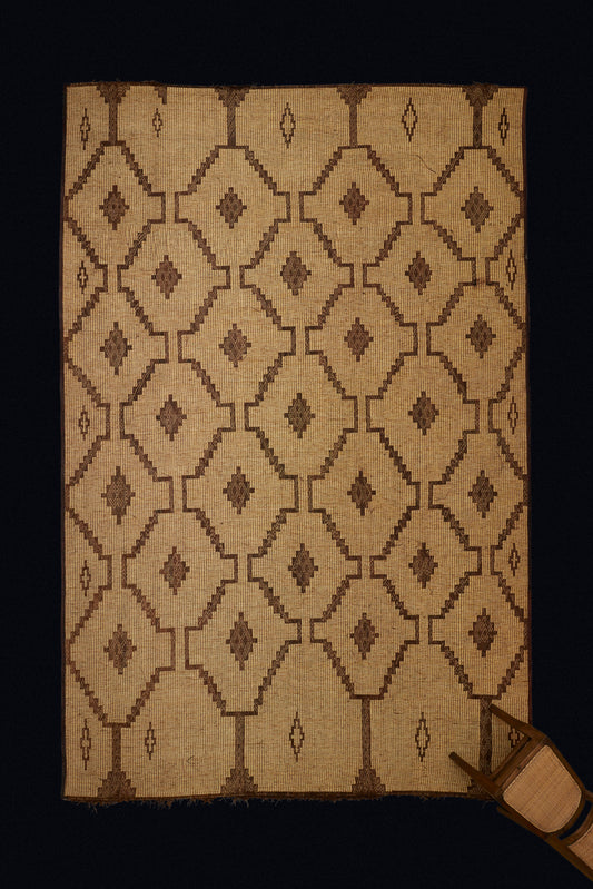 Light Colored Leather and Tuareg with Framed Stepped Diamonds in an Overall Pattern (10' x 15' 4")