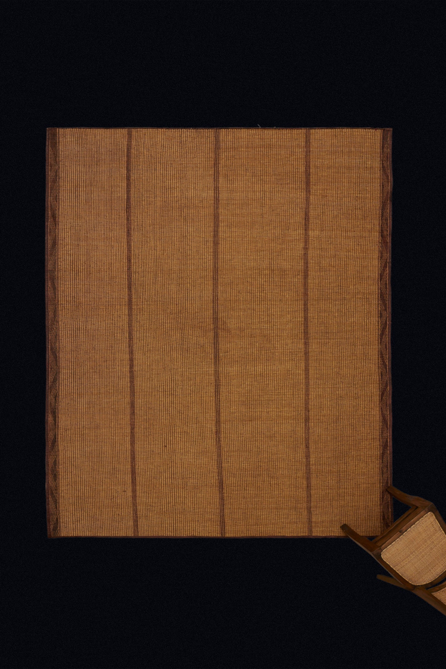 Early Coco Colored Simple Tuareg with Three Central Bands (7' 6" x 9' 3")