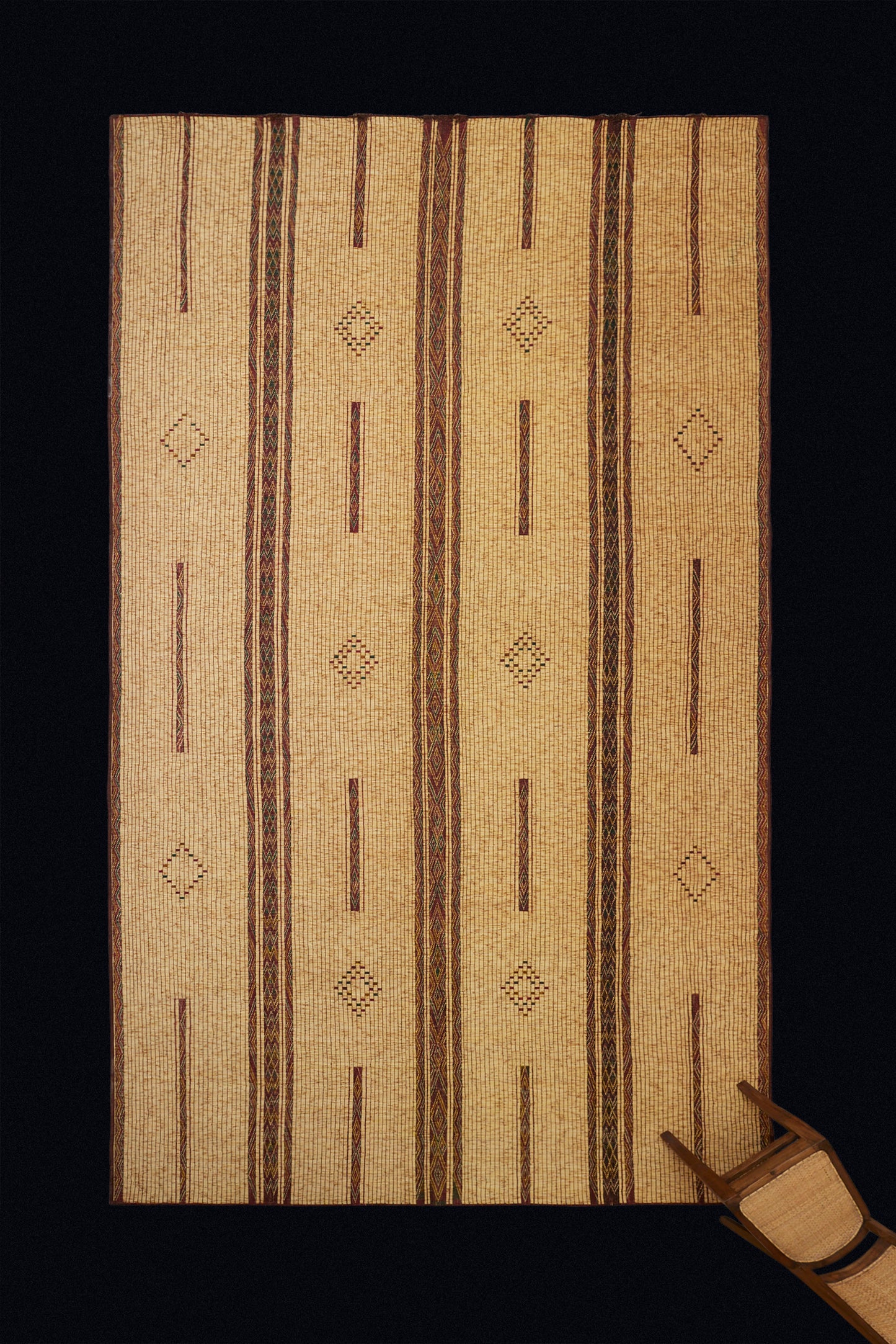 Large Tuareg with Three Polychrome Decorative Bands and a Dash and Checked Diamond Field ( 9' 4" x 17')
