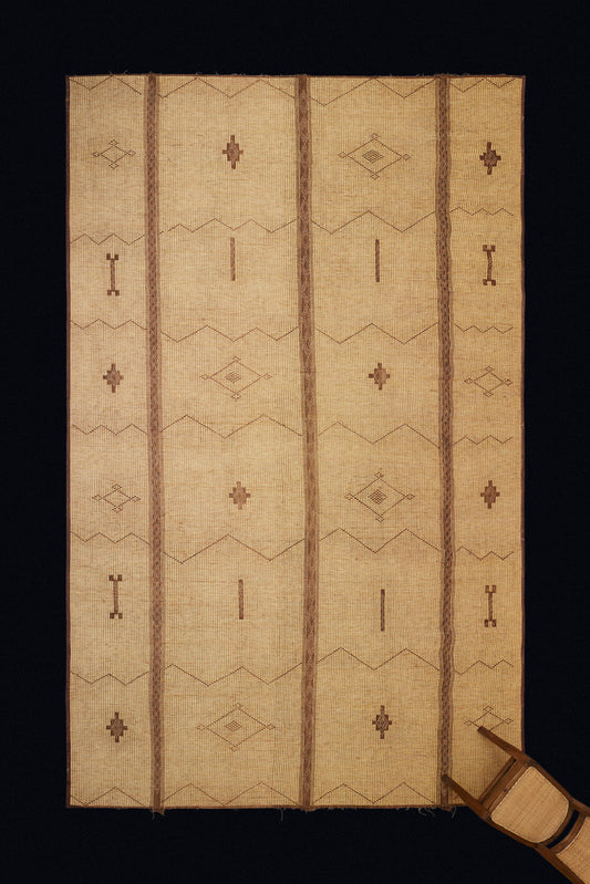Large Medium Colored Tripled Band Tuareg with Zig Zag Dash and Bone Pattern (9' 5" x 16' 3")