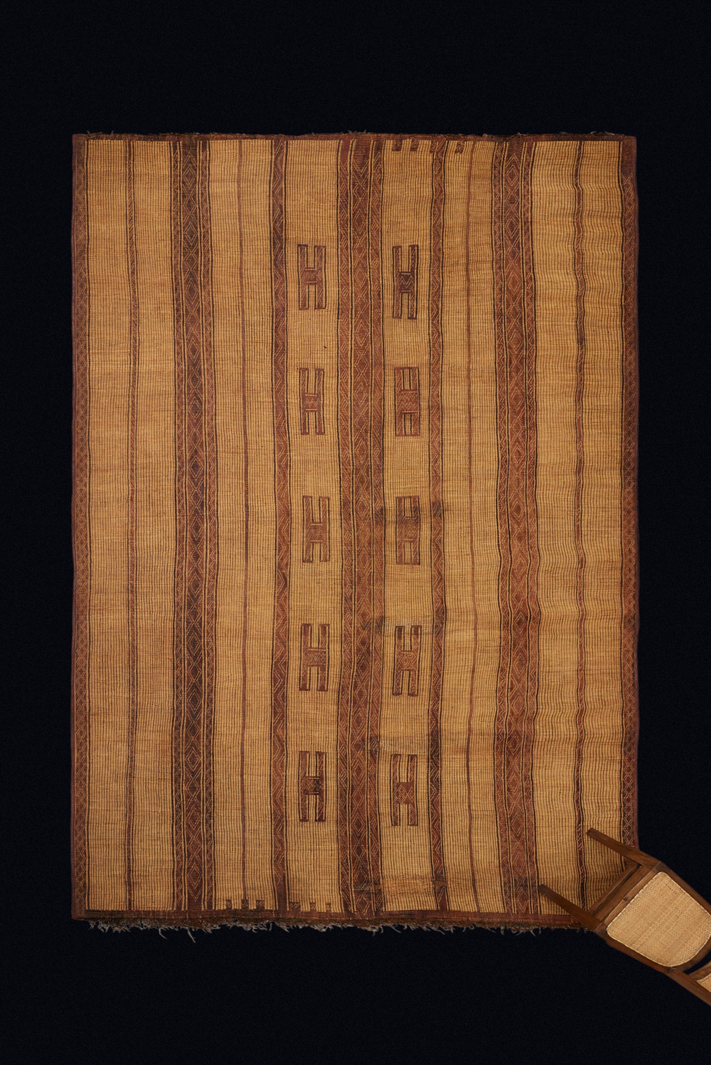 Early Tuareg with Broad Rich Colored Decorative Bands and a Central Row of H Pattern (9' 3" x 14' 4")