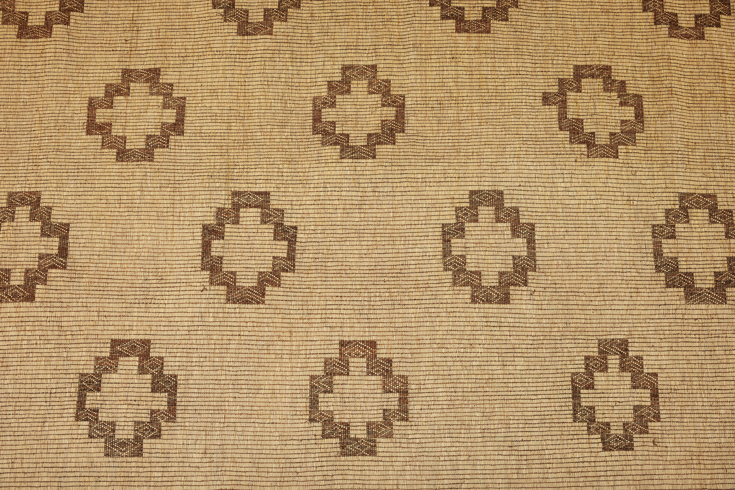 Large Light Color Tuareg with Nice Leather Fringe on Both Ends and a Field of Open Stepped Diamonds (8' 3" x 15' 3")