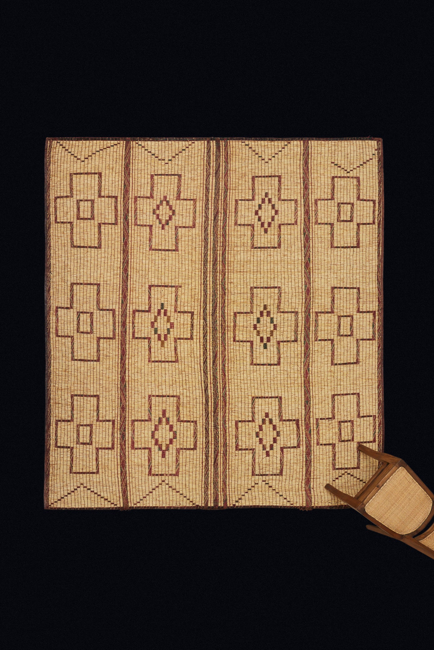 Medium Size Tuareg with a Polychrome Cross and Diamond Pattern (8' 4" x 10')