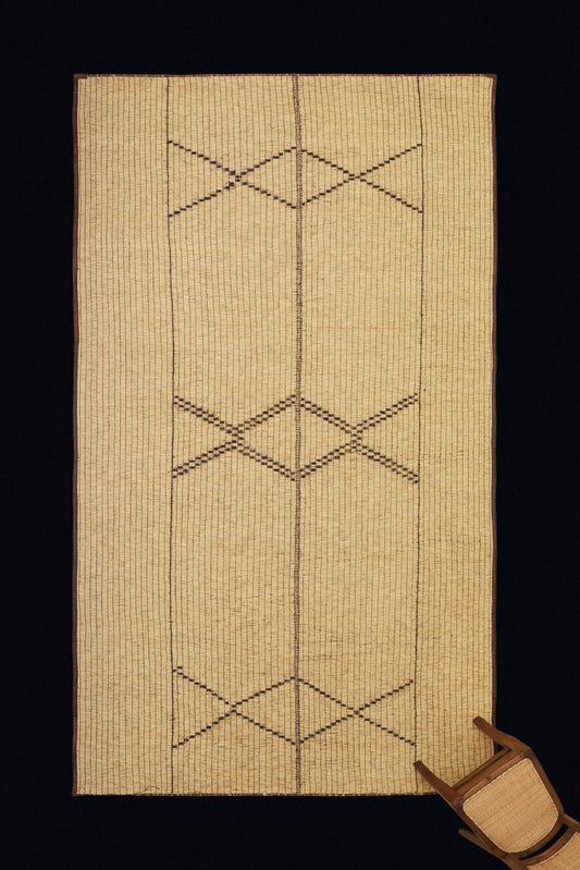 Straw Colored Medium-Sized Tuareg with a Double Stacked Diamond Pattern (6' 9" x 13' 3")