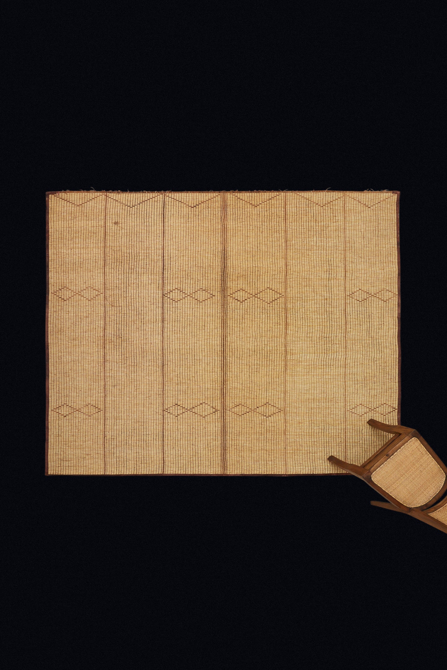 Straw Color Simple Banded Tuareg with Subtle Double Diamond Pattern (8' 1" x 7' 1")