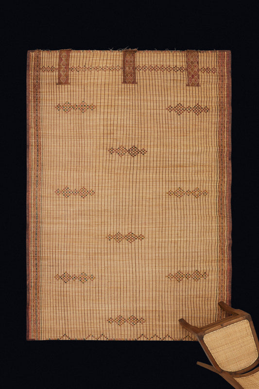 Early Pale Coco Colored Tuareg with Simple Diamond Geometrics in the Center (6' 2" x 9'6")
