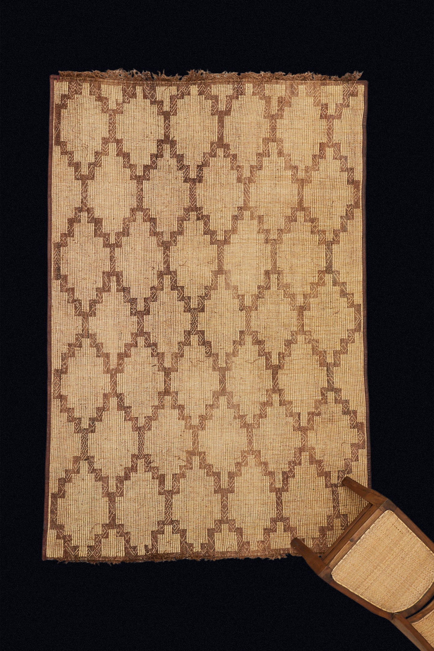 Medium Sized Honey Colored Tuareg with an Overall Stepped Lattice Pattern (5' 2" x 8')