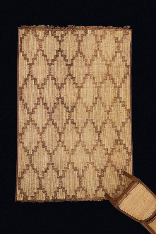 Medium Sized Honey Colored Tuareg with an Overall Stepped Lattice Pattern (5' 2" x 8')