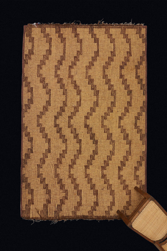 Toast Colored Medium-Sized Tuareg with a Decorative Field of Waving Bands (5' 4" x 8' 5")