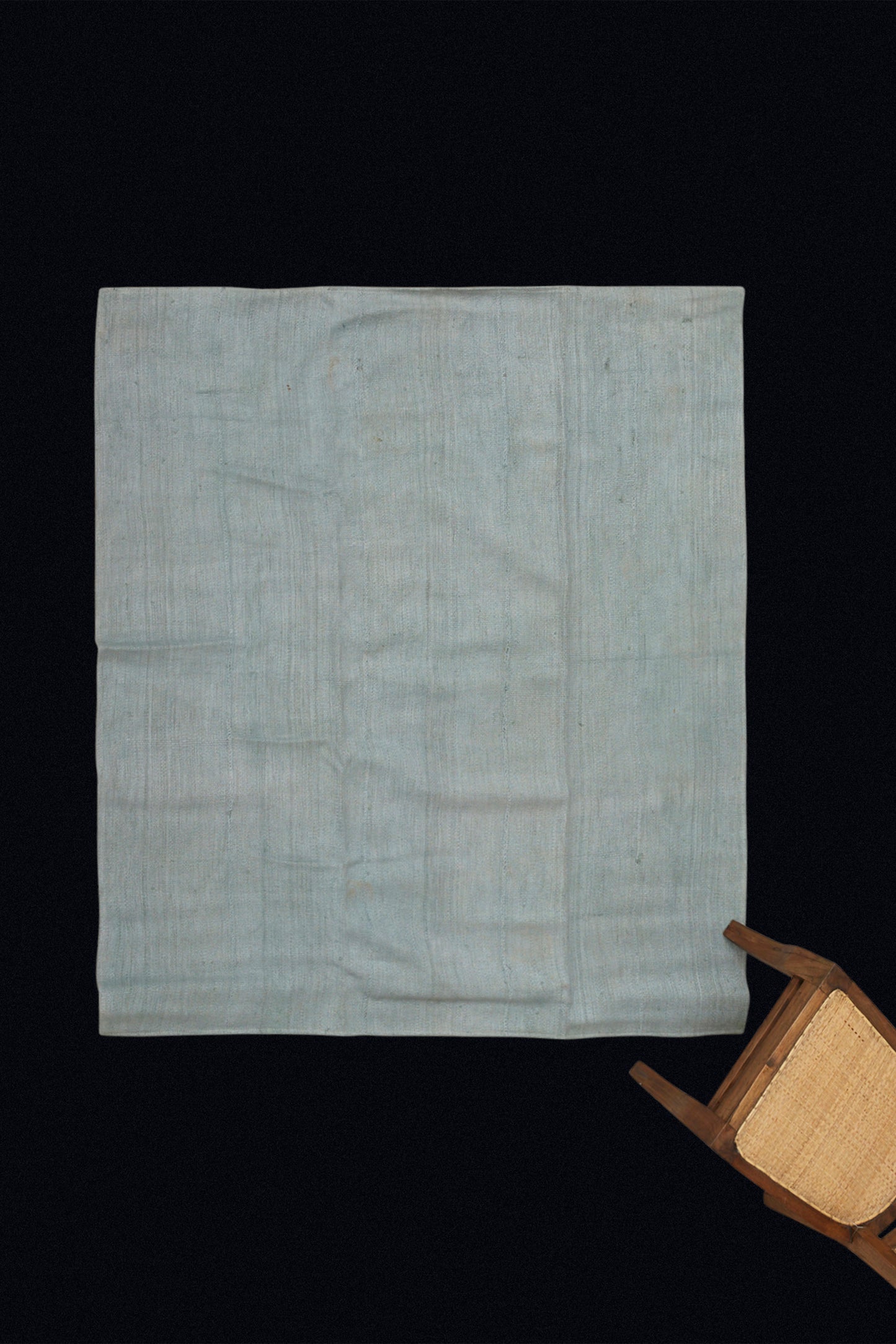 Bluish Green Square Hemp Carpet with a Sail Cloth Backing (5' x 5' 9")
