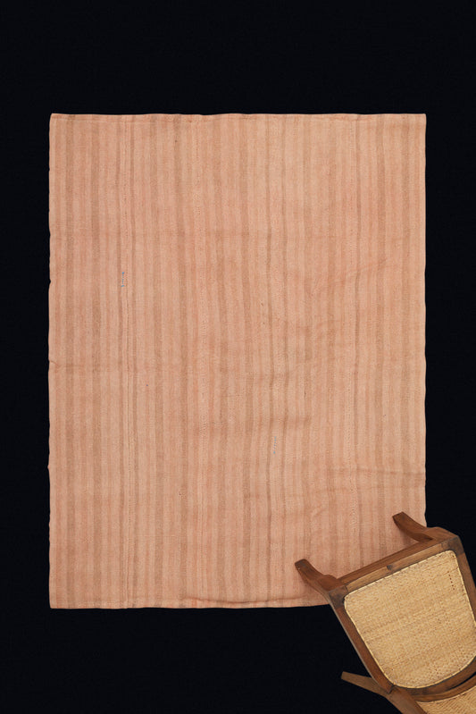 Rose Colored Coffee Striped Hemp Carpet (4' 4" x 6' 1")