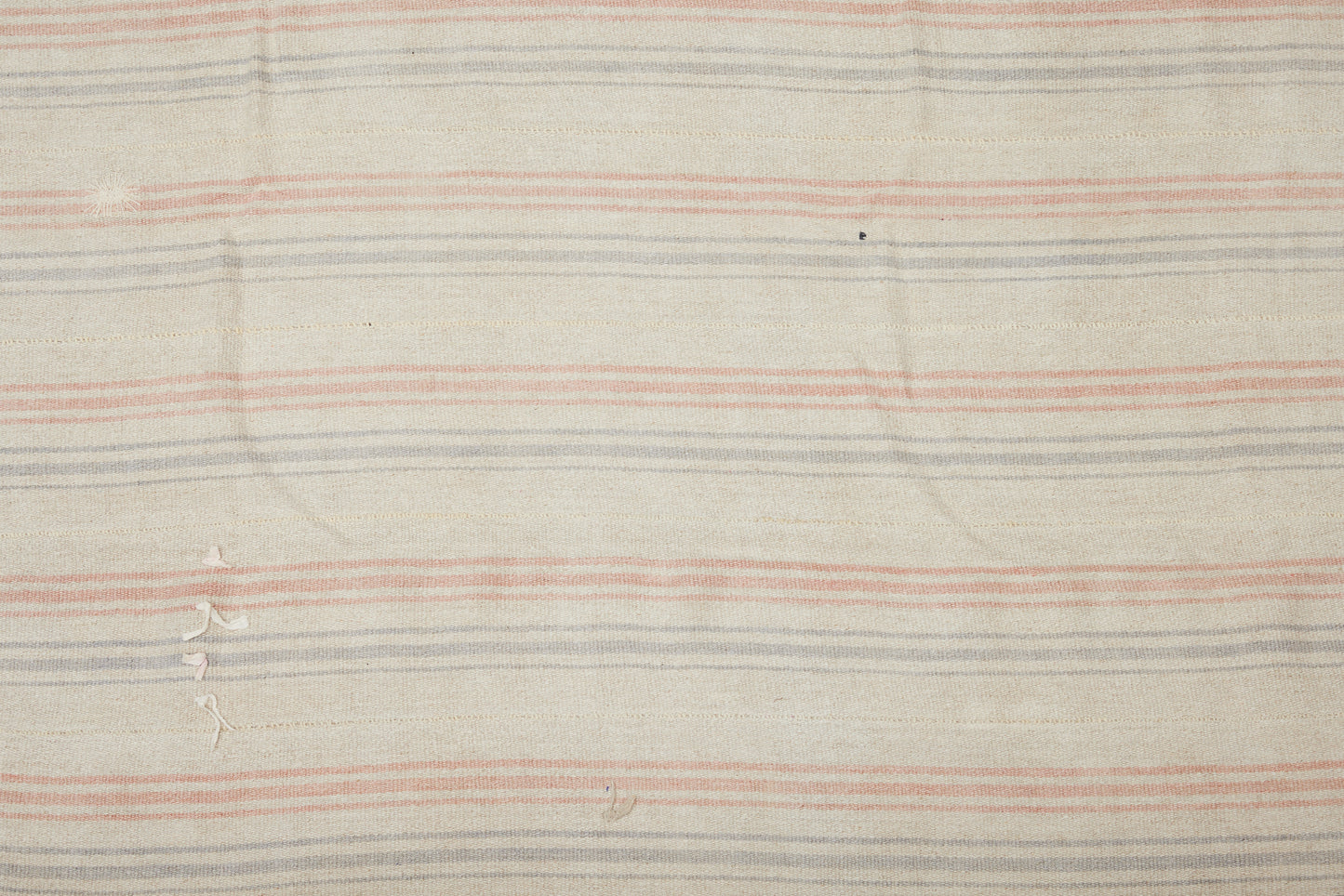 Large Natural Colored Hemp Carpet with Pale Grey and Rose Stripes (6' 7.5" x 8' 5")