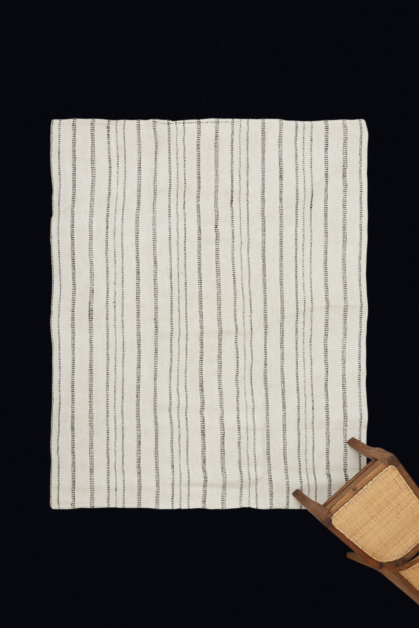 Natural Hemp Carpet from Northern Iran with Simple Bands of Goat Hair Stripes (5' 2" x 6' 7")