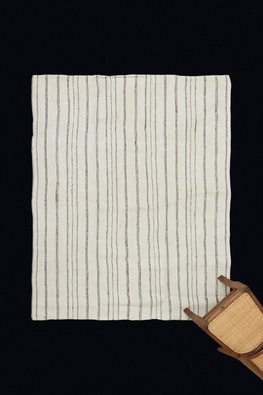 Natural Hemp Carpet from Northern Iran with Simple Bands of Goat Hair Stripes (5' 2" x 6' 7")