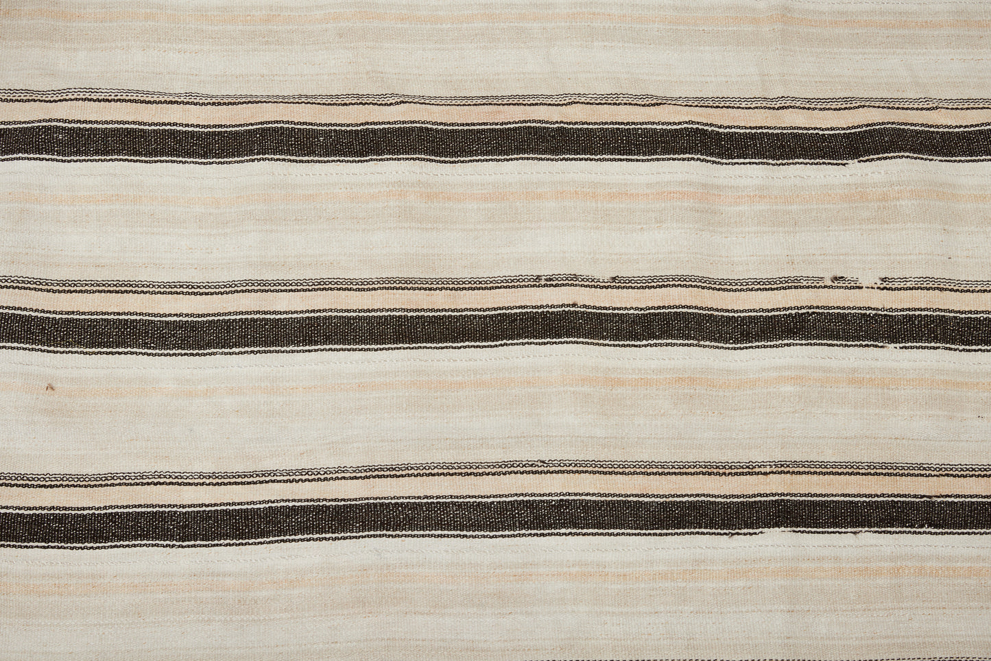 Natural Hemp Carpet with Goat Hair and Pale Stripes (4' 7.5" x 5' 8")