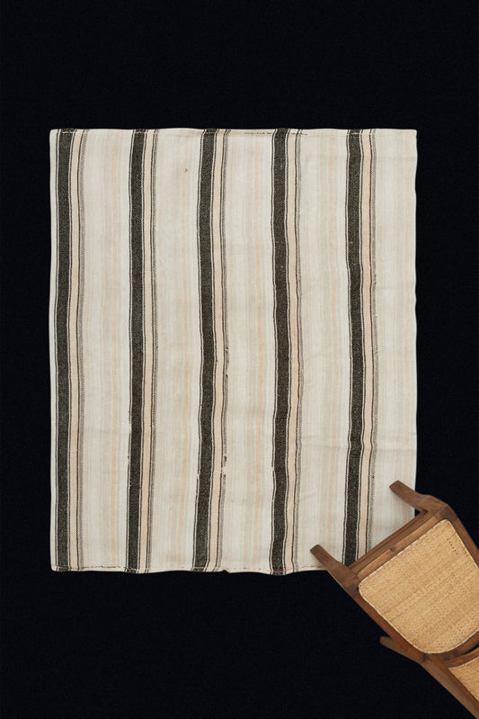 Natural Hemp Carpet with Goat Hair and Pale Stripes (4' 7.5" x 5' 8")