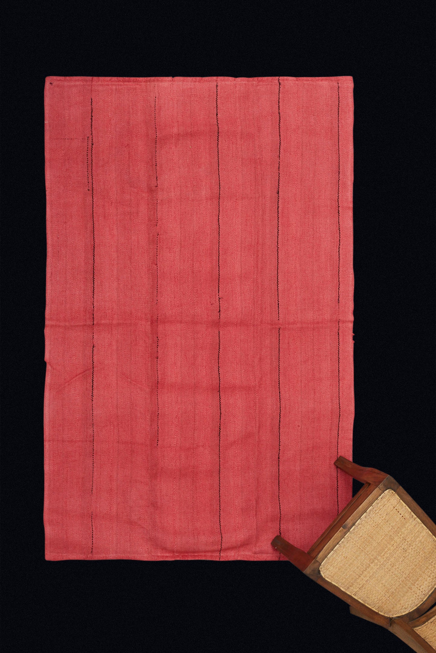 Geranium Colored Hemp with Natural Goat Hair Stripes from Northern Iran (4' x 6' 2")