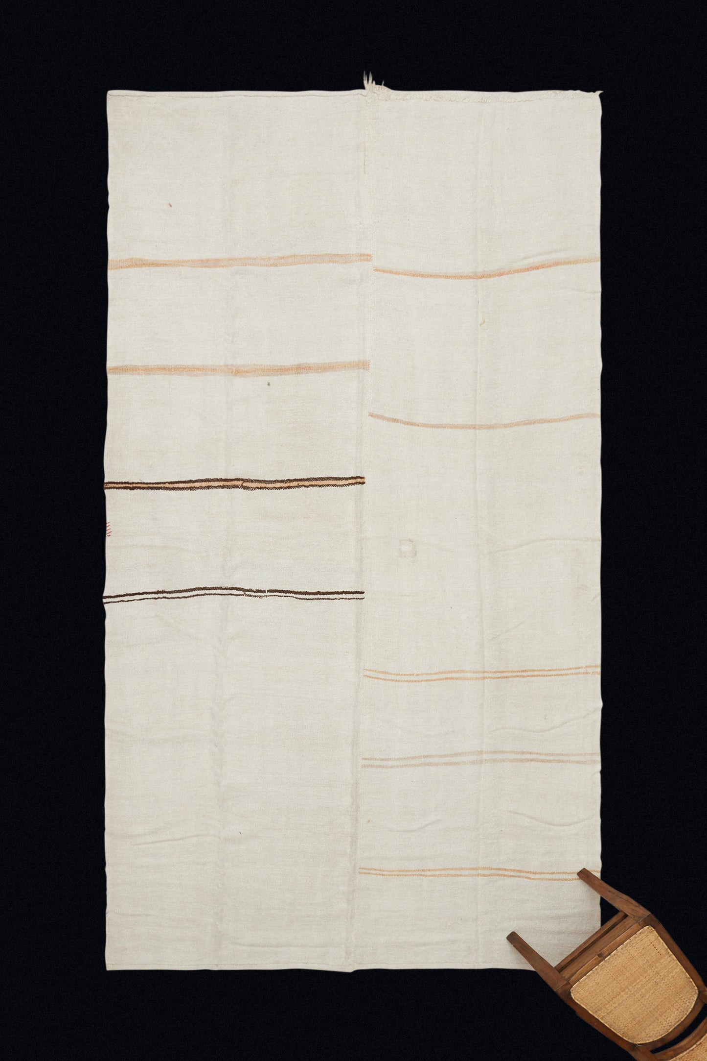 Large Hemp Carpet with Horizontal Brown and Tan Stripes on a Natural Background (6' 5" x 12' 1")