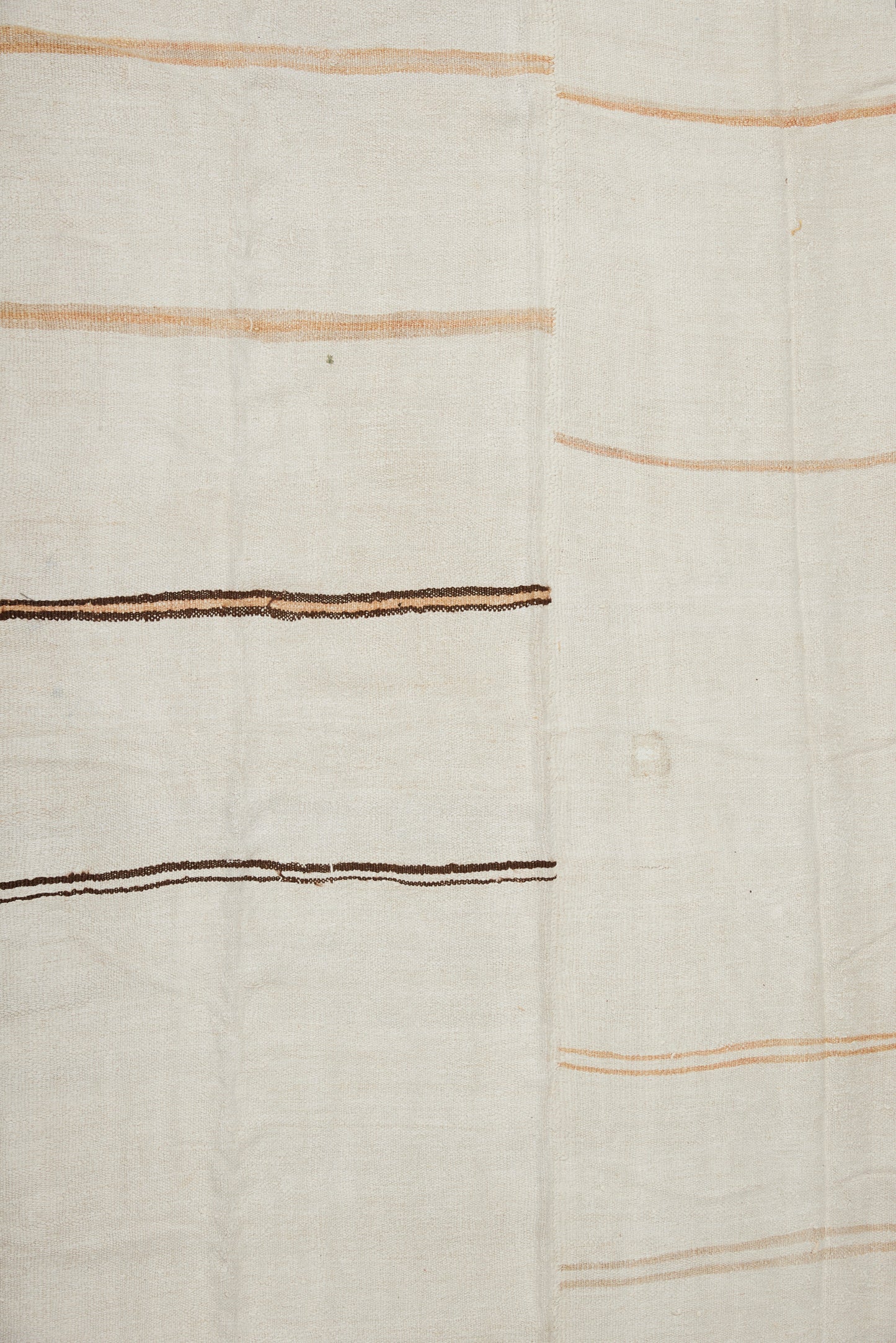 Large Hemp Carpet with Horizontal Brown and Tan Stripes on a Natural Background (6' 5" x 12' 1")