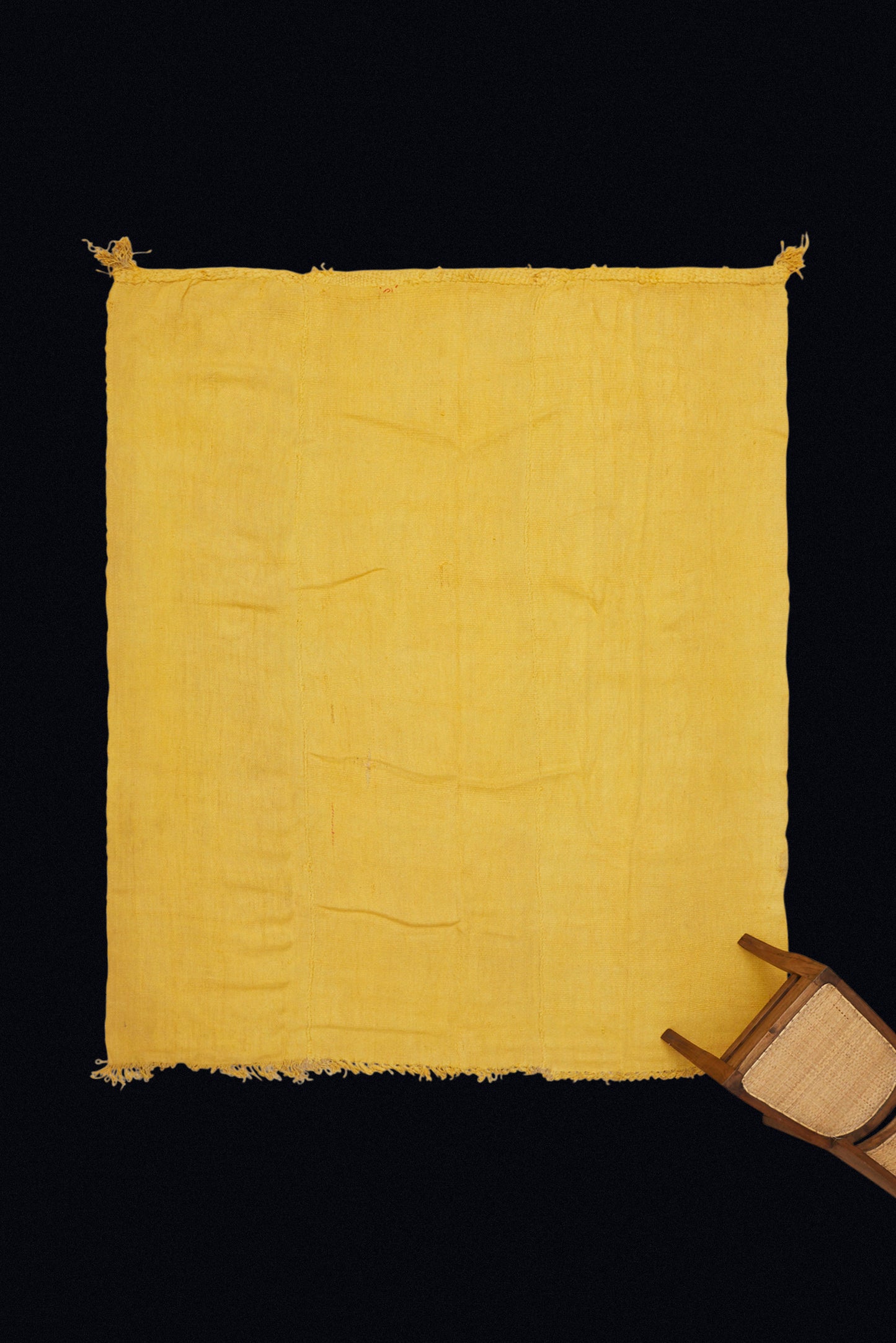 Large Saffron Color Heavy Woven Hemp Carpet (6' 7" x 8' 4")