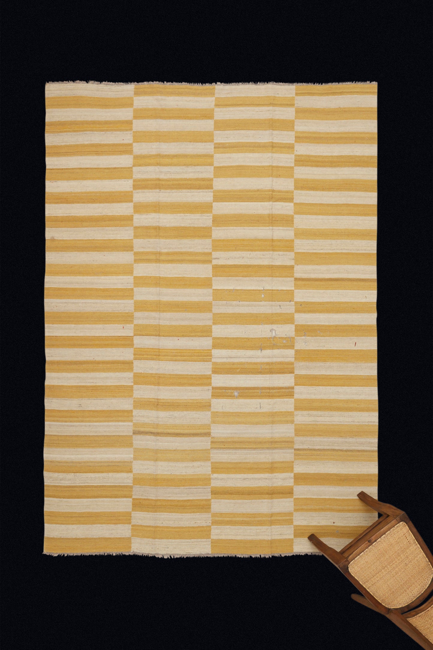Butter and Cream Colored Carpet from Iran (6' 8" x 9' 8")
