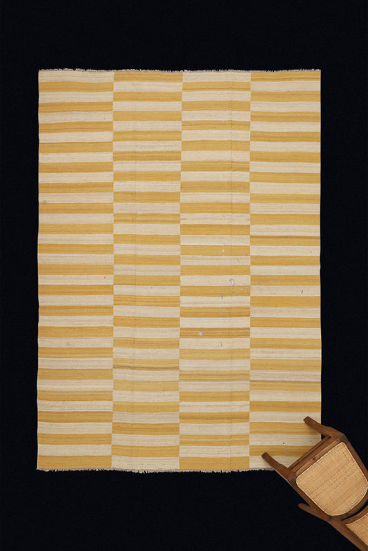 Butter and Cream Colored Carpet from Iran (6' 8" x 9' 8")