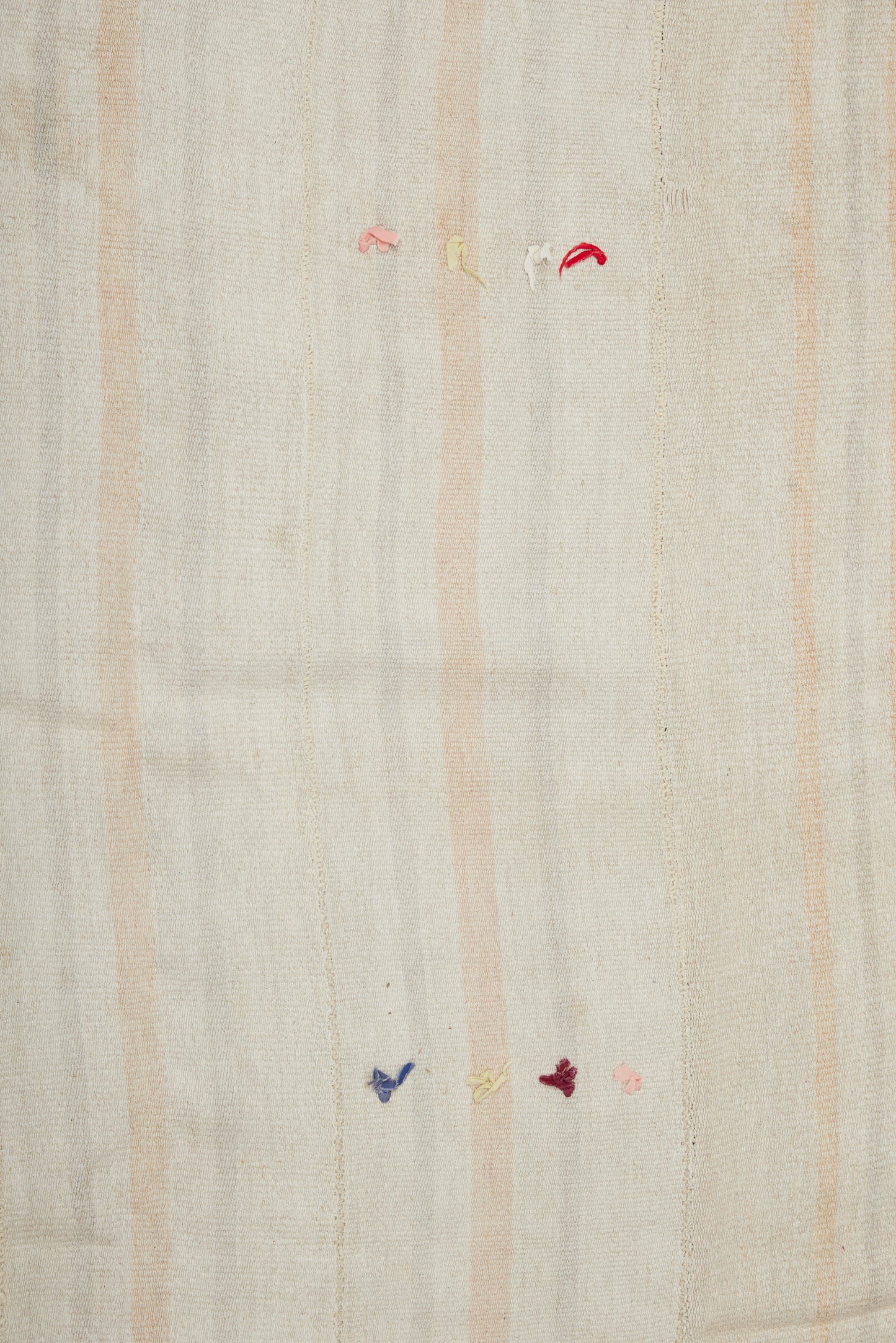 Large Natural Hemp Carpet with Pale Rose and Grey Stripes and Decorative Flecks (7' 2" x 9' 3")