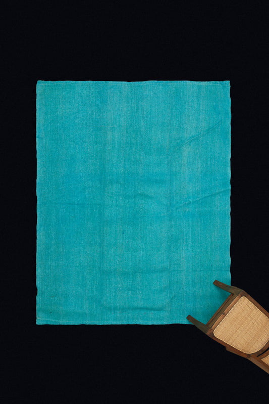Turquoise Colored Hemp Carpet with Sail Cloth Backing (5' 9" x 7' 11")