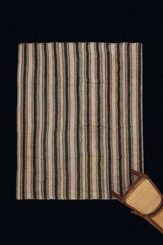 Natural Hemp and Goat Hair Striped Flat Woven Carpet (6' 2" x 7' 4")