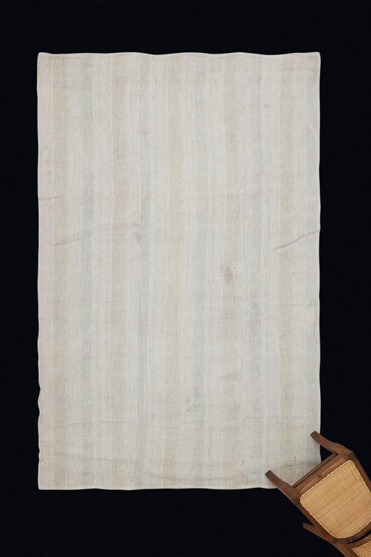 Large All Natural Heavy Woven Hemp Carpet with Two Stains (6' 2" x 9' 4")
