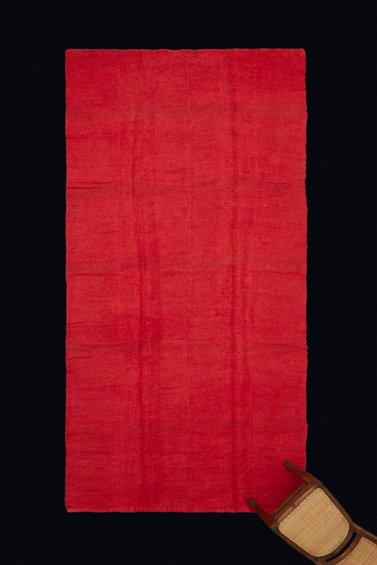 Large Rose Colored Heavy Woven Hemp Carpet from Northern Iran with Pale Grey Stripes (5' 8" x 11' 8")