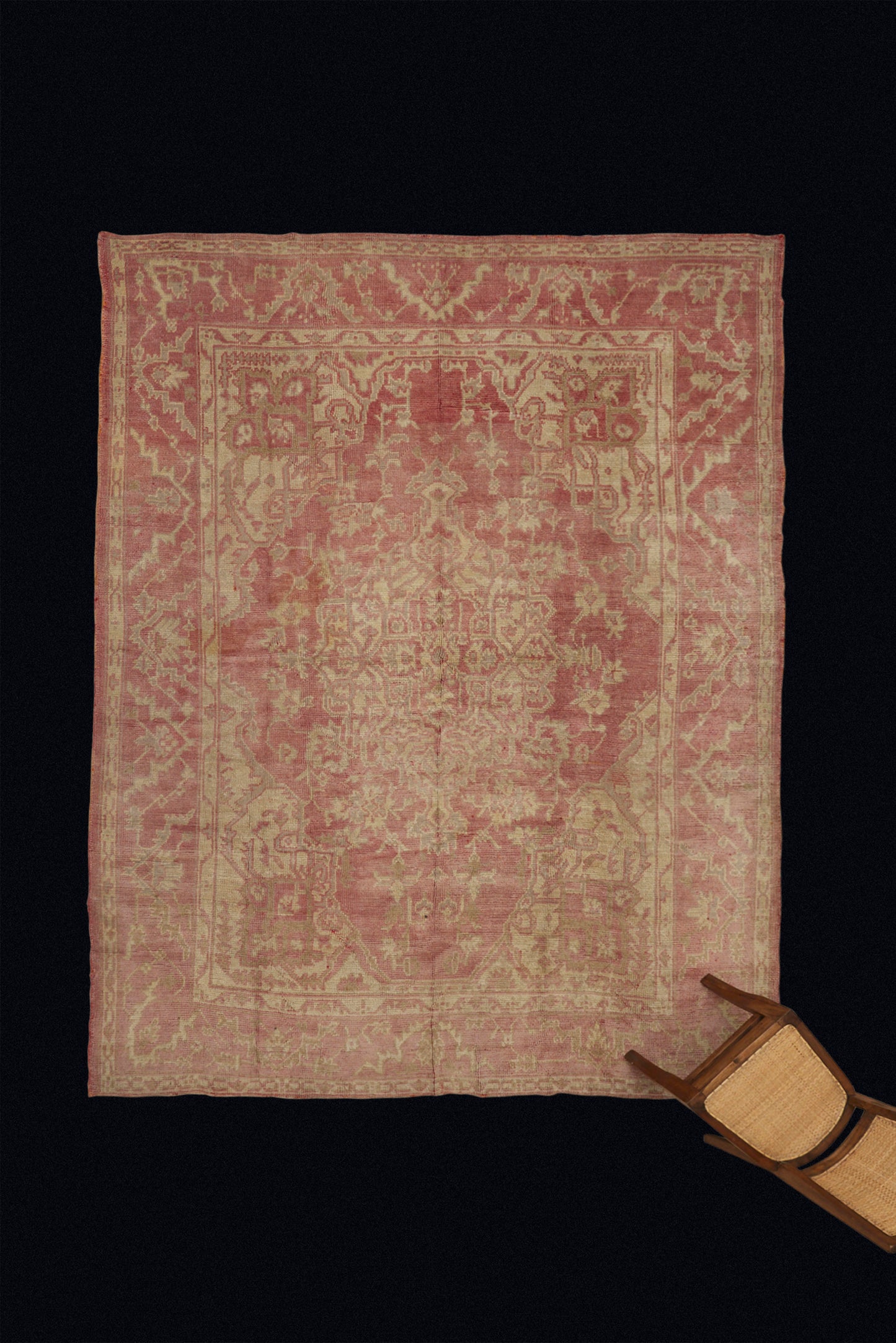 Large Rose and Cream Colored Oushak (8' 3" x 10' 9")