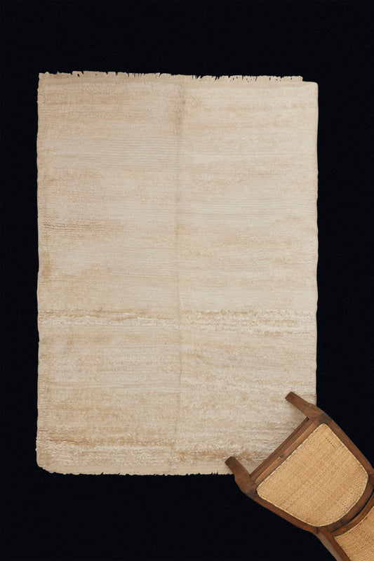All White Angora Goat Carpet (4' 4" x 6' 5")