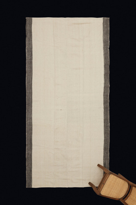 All Natural Dark and Cream Colored Wool Anatolian Carpet with Wide Borders (6' 1" x 10' 9")