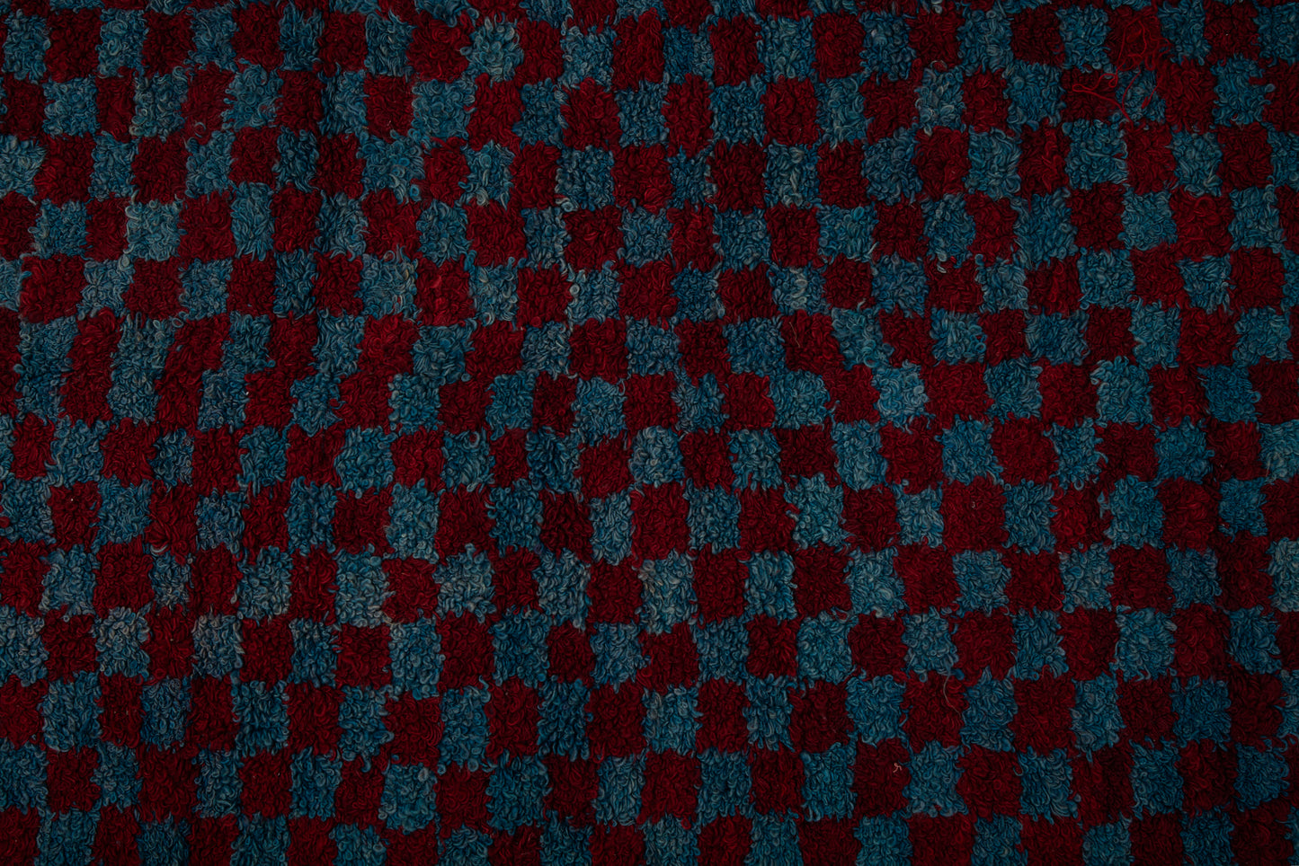 Ruby and Blue Checked Konya Carpet (4' 1" x 5' 10")