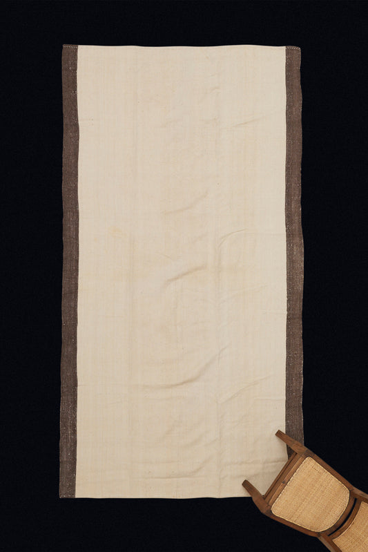 Large Natural Dark and Cream Colored Wool Anatolian Carpet with Wider Borders (5' 3" x 10')