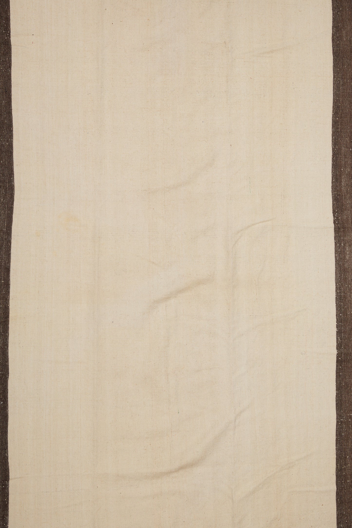 Large Natural Dark and Cream Colored Wool Anatolian Carpet with Wider Borders (5' 3" x 10')