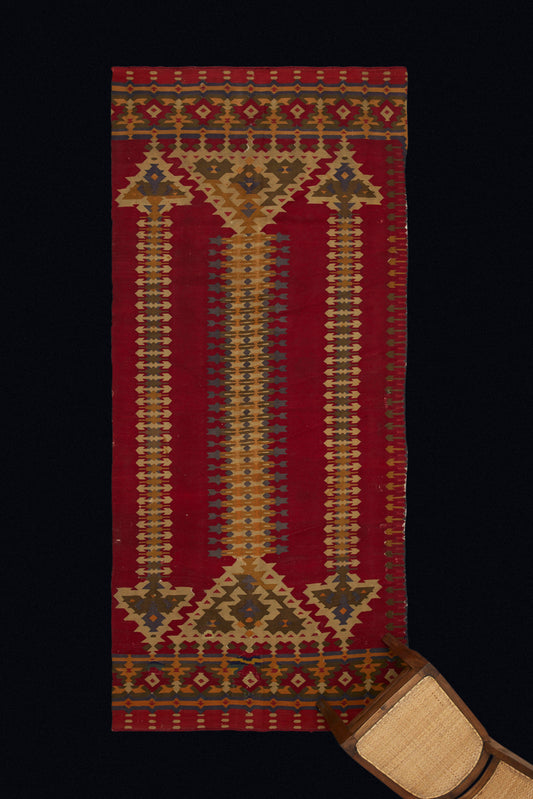 Early 20th Century Kilim from Bosnia Cereveau (4' 1" x 9' 4")