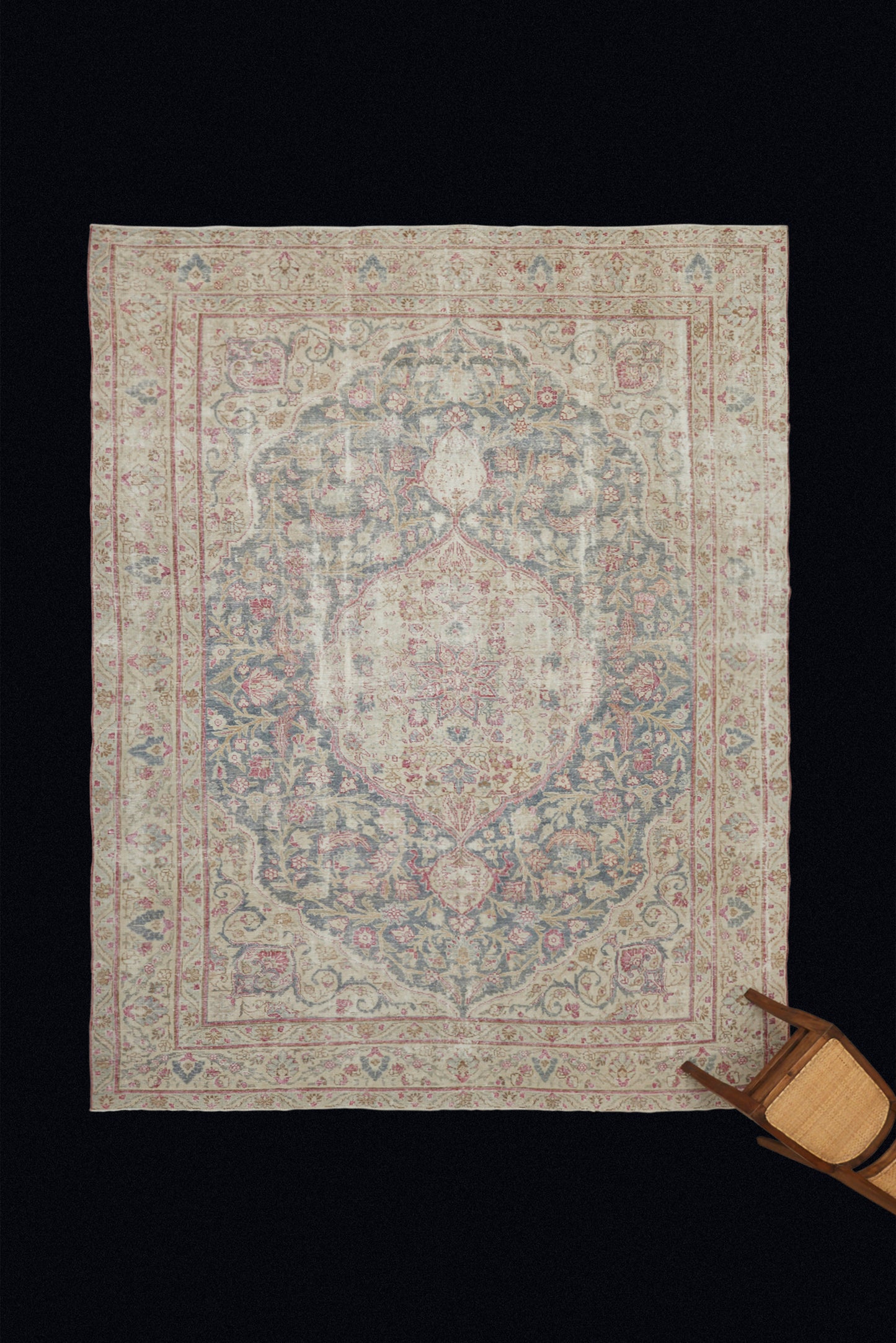 Late 19th Century Blue and Cream Colored Classic Persian Carpet (8' 10" x 12' 4")
