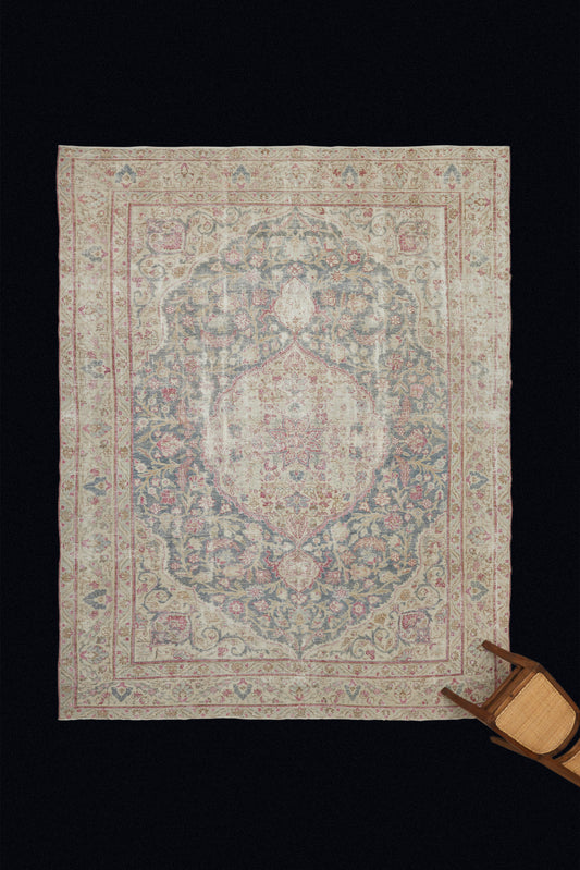 Late 19th Century Blue and Cream Colored Classic Persian Carpet (8' 10" x 12' 4")
