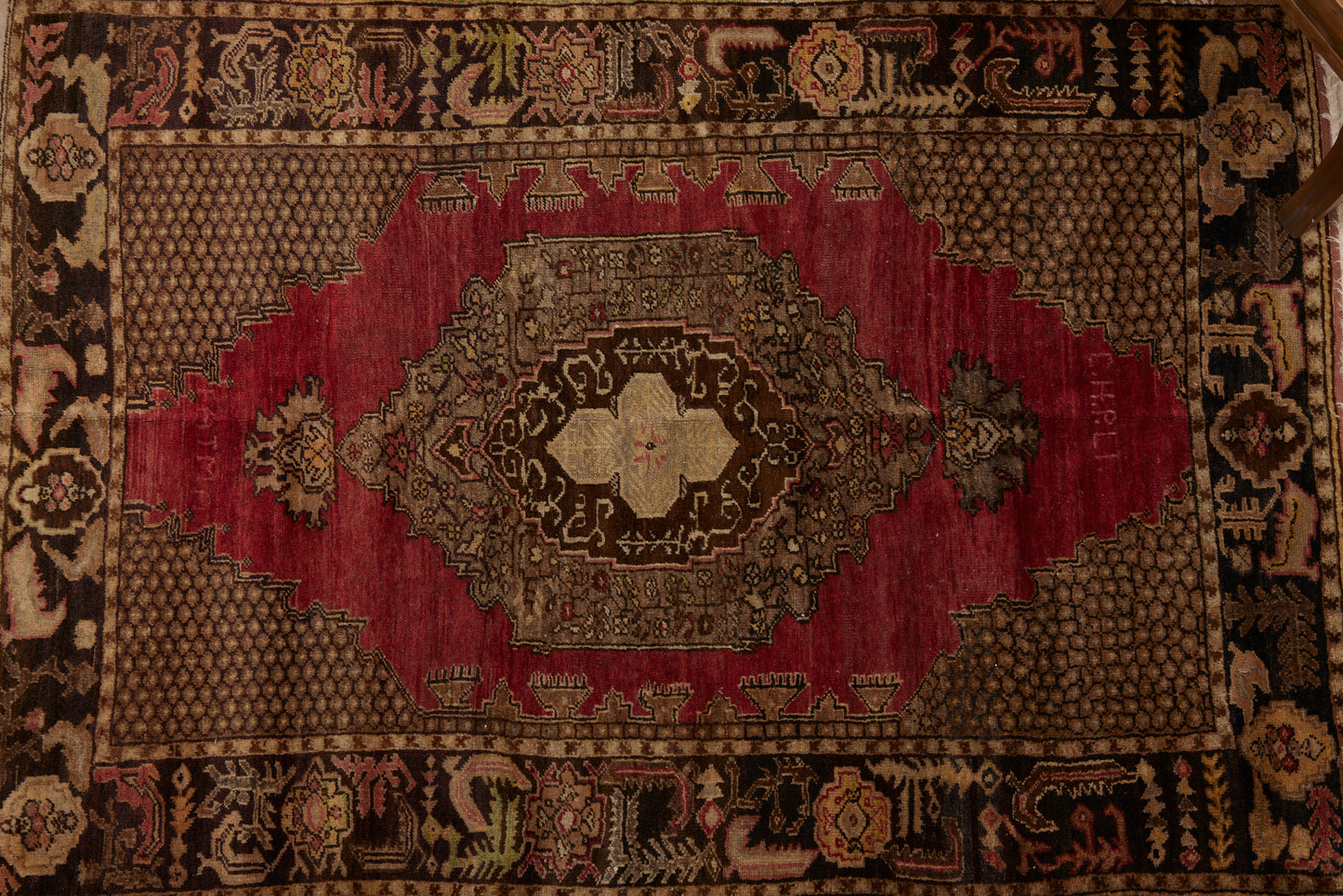Small Cappadocia Carpet with a Central Medallion and a Red Background (4' 2" x 5' 11")