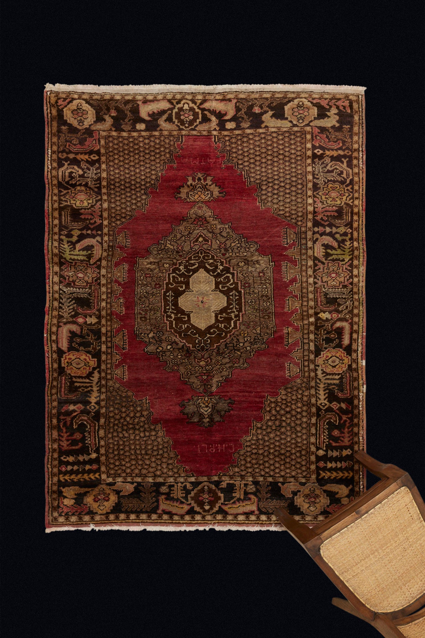 Small Cappadocia Carpet with a Central Medallion and a Red Background (4' 2" x 5' 11")