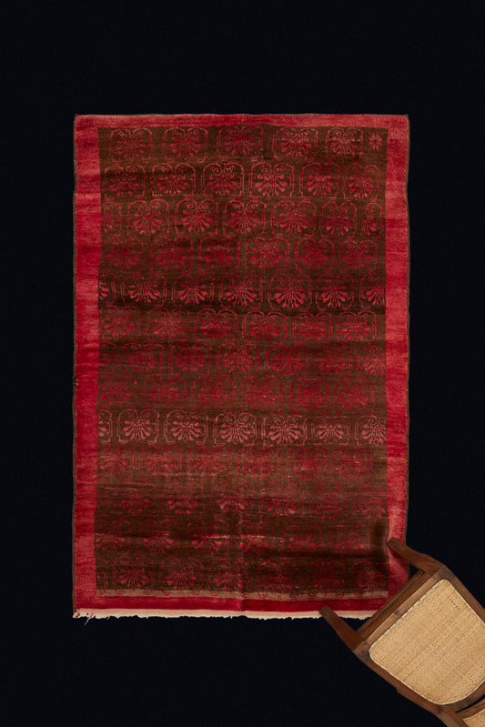 Red Konya with a Palmate Design (4' 6" x 6' 9")