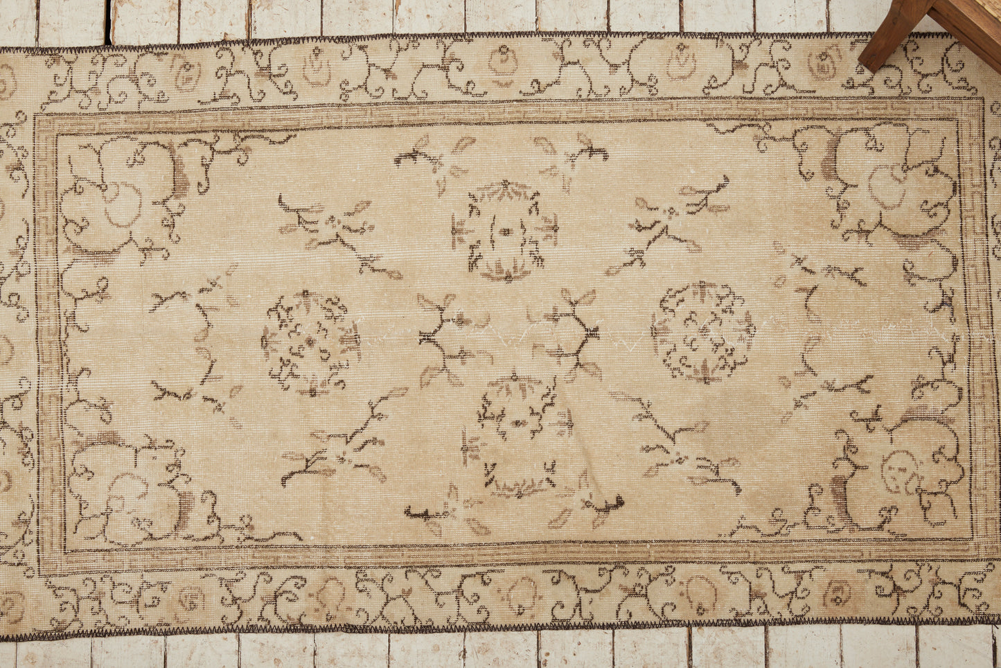 Small Early 20th Century Cream and Beige Sparta Carpet (3' 8" x 6' 8")