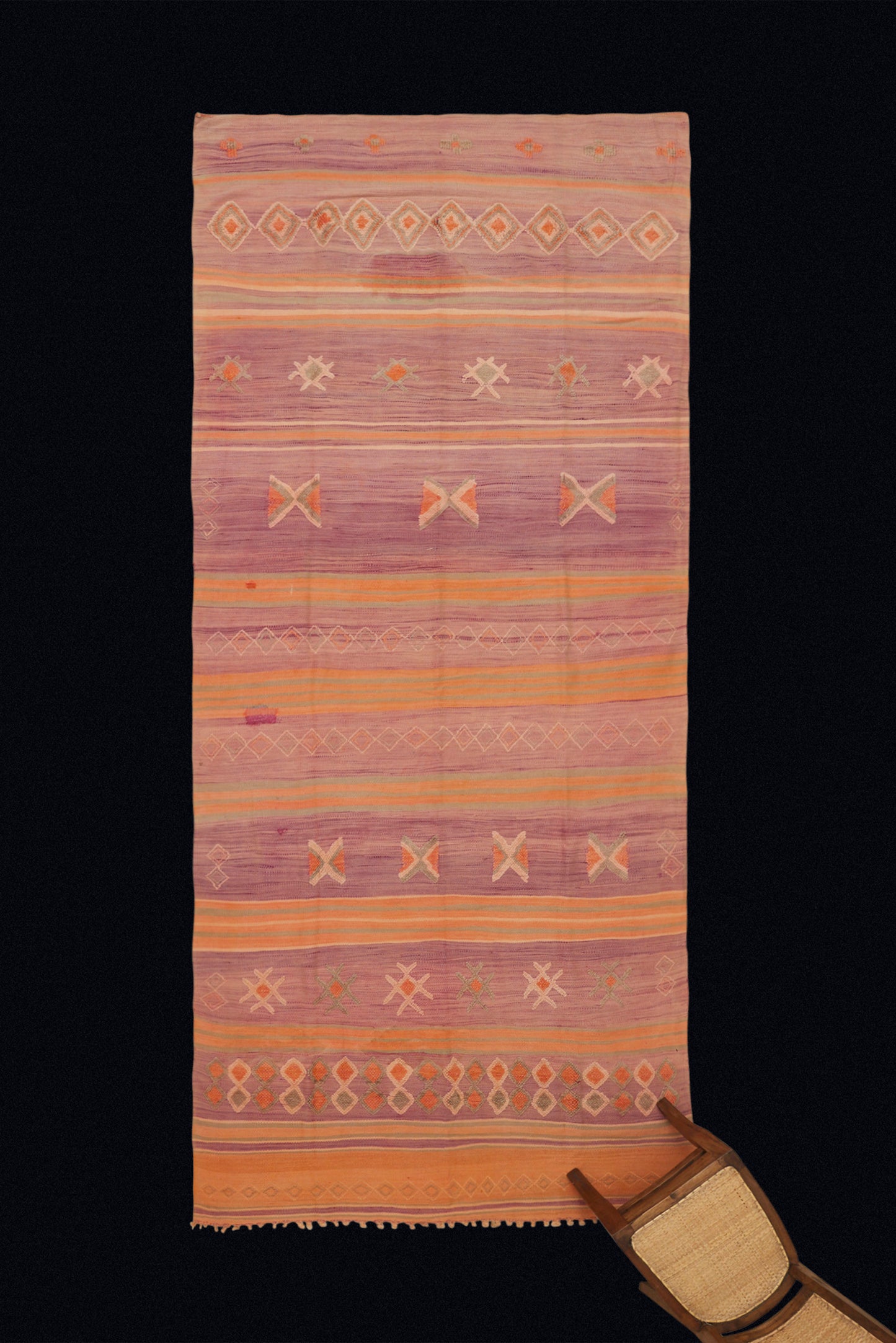 High Atlas Purple and Orange Berbur Carpet with Raised Pile Design (5' x 12' 2")