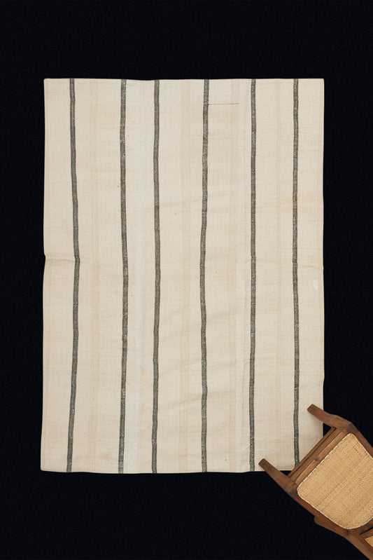Natural Cream with Black Wool Stripes and a Sail Cloth Back (5' x 7')